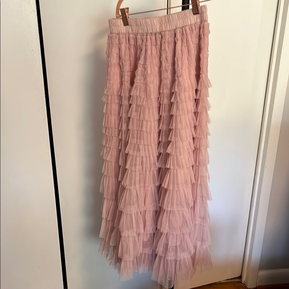 Elegant Pink Tiered Skirt